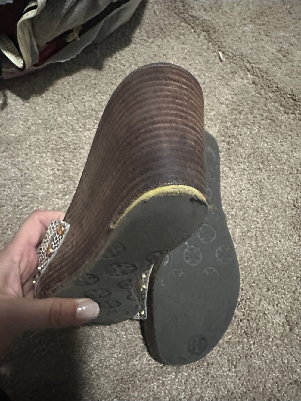 Tory Burch Cream and Black Snake-Print Slide Mules - Picture 4 of 7
